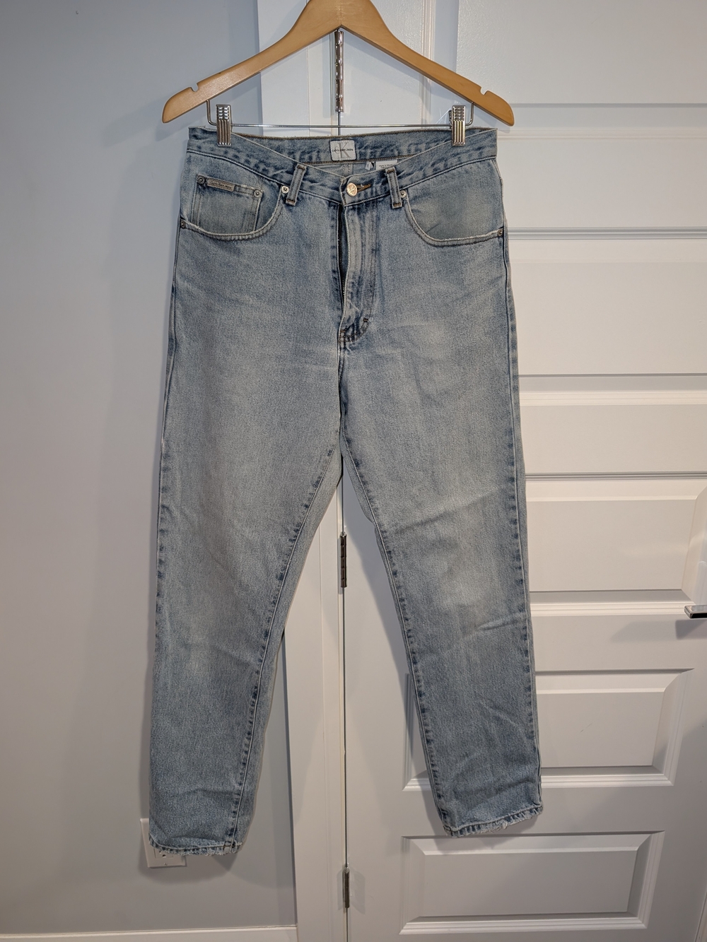 Vintage 90s Calvin Klein High Waisted Relaxed Straight Leg Jeans Light Wash